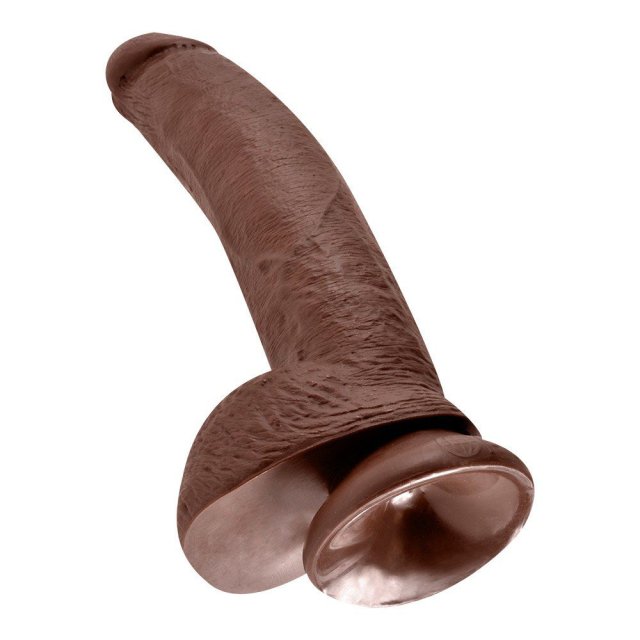 King Cock  -  23 cm Cock with Balls Realistisk Dildo - brun
