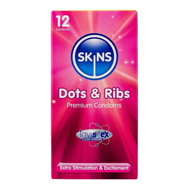 Skins Dots & Ribs  -  Kondomer med tekstur  -  12 stk.