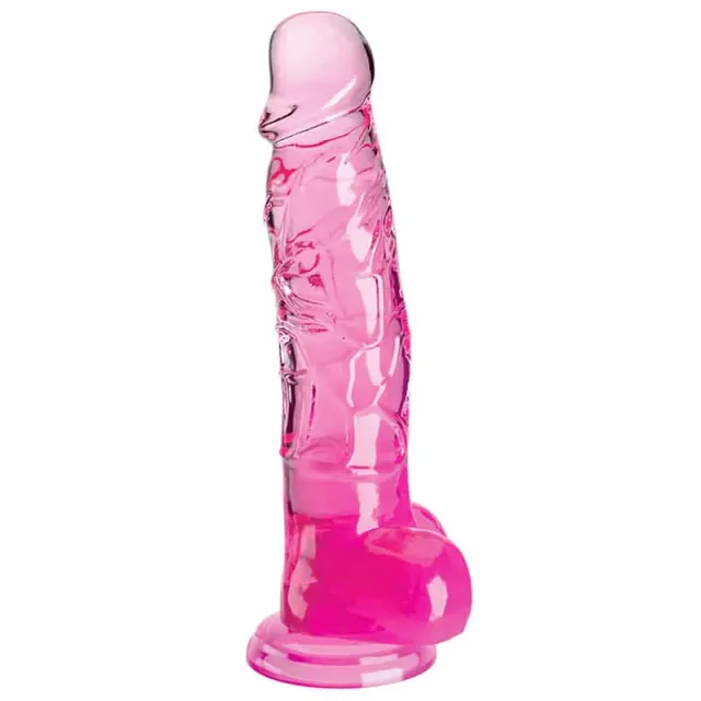 King Cock Clear Dildo med Kugler 20 cm - Pink